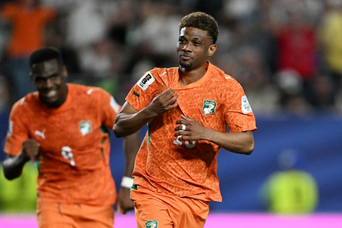 Amad Diallo celebrates scoring his 90th-minute winner for Ivory Coast against Ecuador at World Cup 2026 in Philadelphia