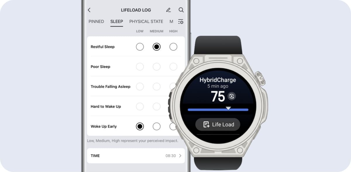 Amazfit Zepp OS 6 LifeLoad log and HybridCharge features on Balance 3 smartwatch