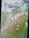NASA Terra MISR satellite image of Arctic National Wildlife Refuge coastal plain and Beaufort Sea summer 2000