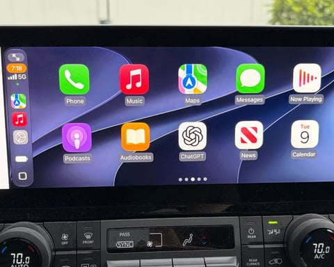 Apple CarPlay iOS 27 home screen displayed on a car infotainment display