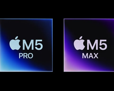 Apple M5 Pro and M5 Max chip die art, the generation before the AI-focused M7 chip announced for 2027