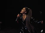 Ariana Grande performing in concert in 2017, years before her standoff with the White House over her song Bye