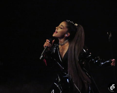 Ariana Grande performing in concert in 2017, years before her standoff with the White House over her song Bye