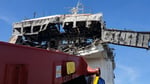 Cargo ship engulfed in fire after Ukrainian drone strike in the Sea of Azov, June 5, 2026