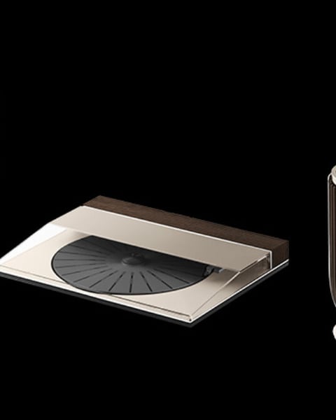 Bang & Olufsen Beosystem 3000c Dune Grey Edition featuring a restored Beogram 3000 turntable and Beolab 8 speakers