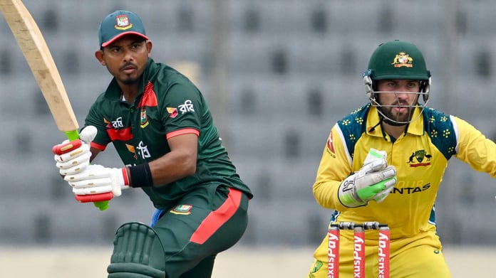 Bangladesh batsmen at Shere Bangla National Stadium during the third ODI against Australia, June 14, 2026