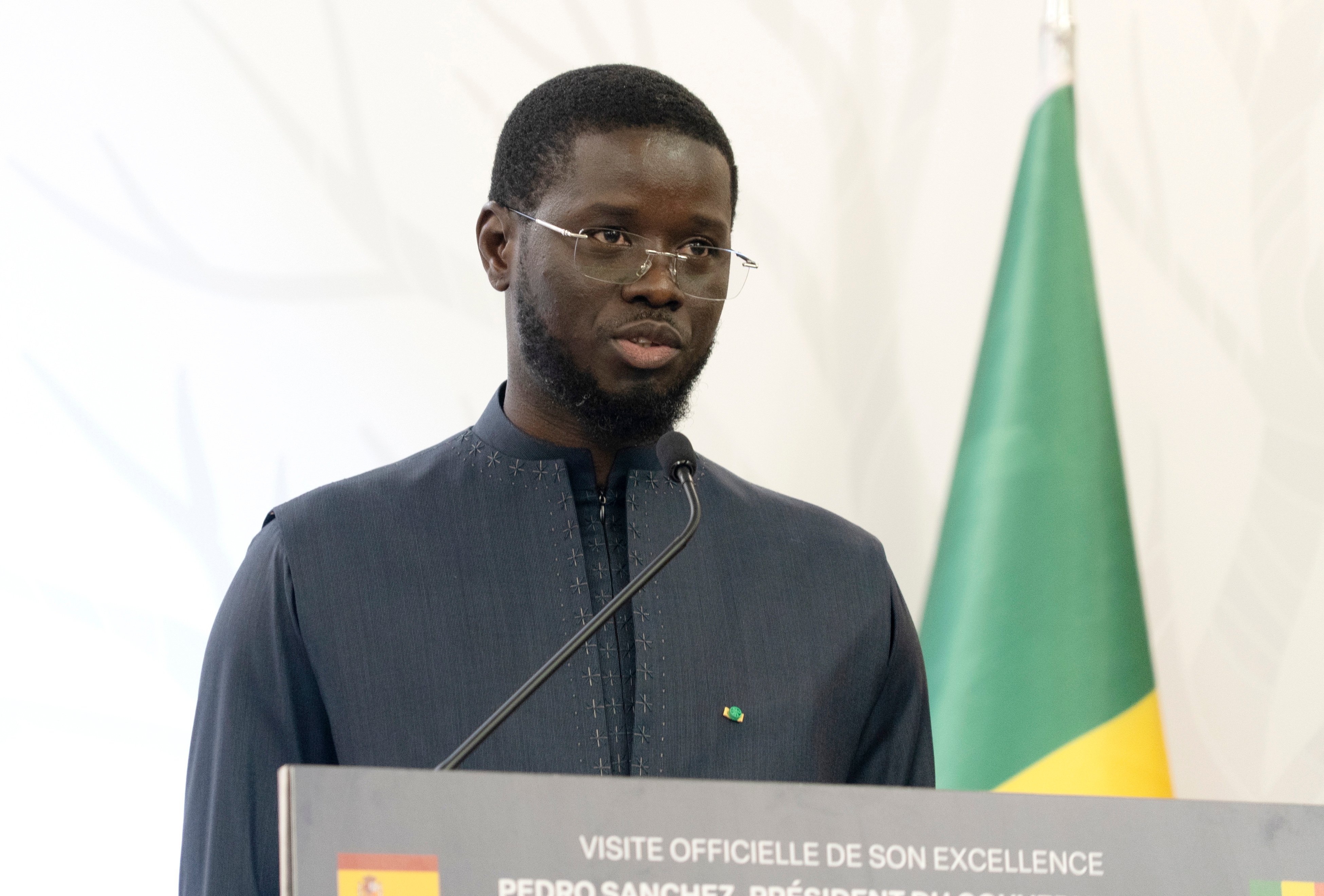 Senegalese President Bassirou Diomaye Faye at a news conference in Dakar