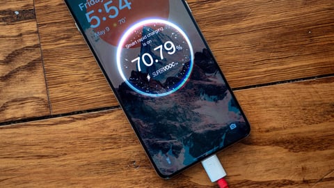 Android smartphone displaying battery health information while charging