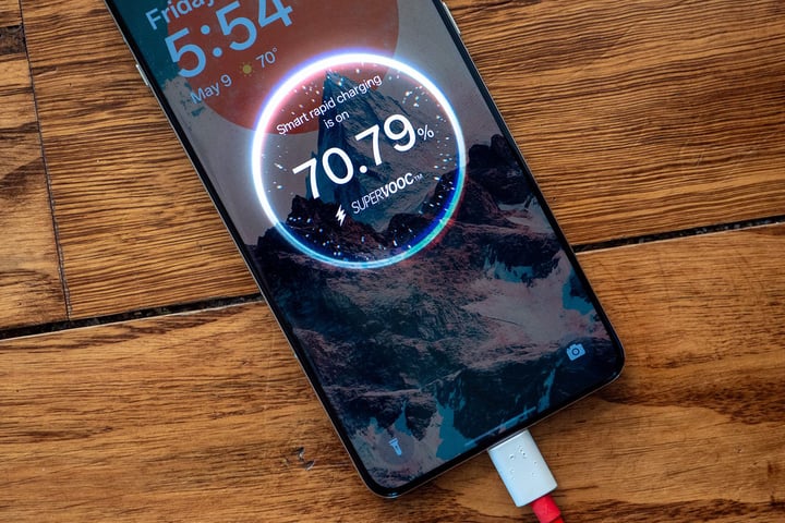 Android smartphone displaying battery health information while charging