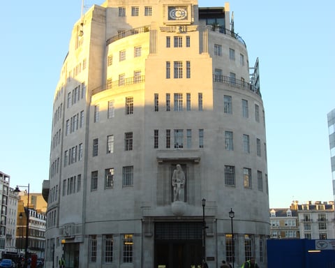 BBC Broadcasting House on Portland Place London headquarters of the British Broadcasting Corporation