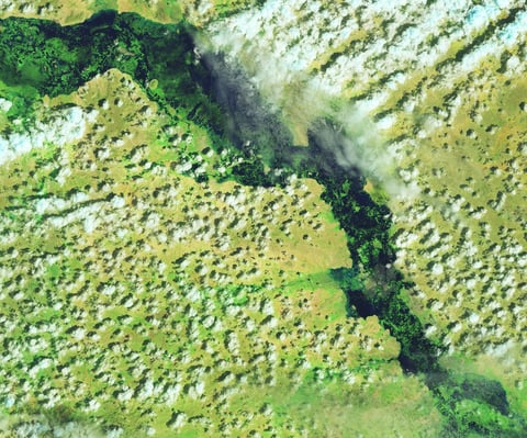 Landsat satellite image of Beledweyne Somalia submerged by Shebelle River floodwaters in November 2023