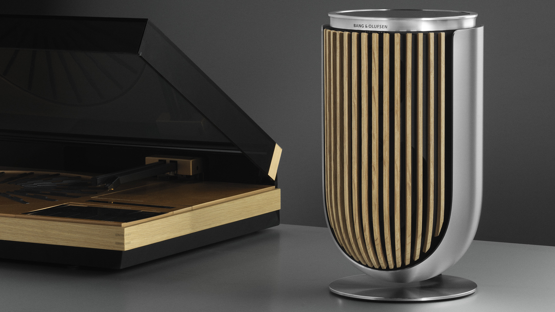 Beolab 8 Wireless Speakers Beolab 8 wireless speakers paired with the Beosystem 3000c Dune Grey Edition