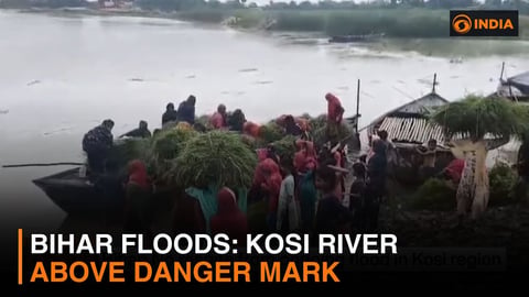 Floodwaters from the Kosi river inundating villages in Bihar northern plains