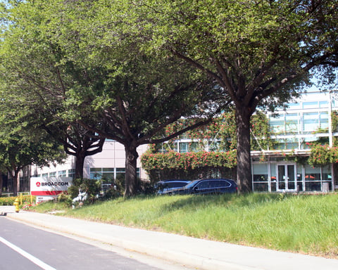 Broadcom headquarters in San Jose, California, the chipmaker guaranteeing $30 billion of Anthropic chip debt