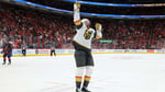 Carter Hart in net for Vegas Golden Knights during Game 1 of the Stanley Cup Final against Carolina Hurricanes