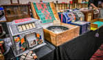 Vintage casino slot machines and memorabilia on display at the 2026 Casino Chip and Collectibles Show South Point Las Vegas