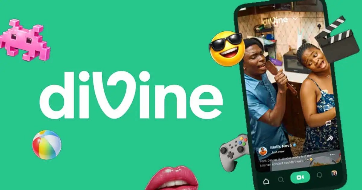 diVine mobile app interface showing restored Vine clips and new six-second video uploads