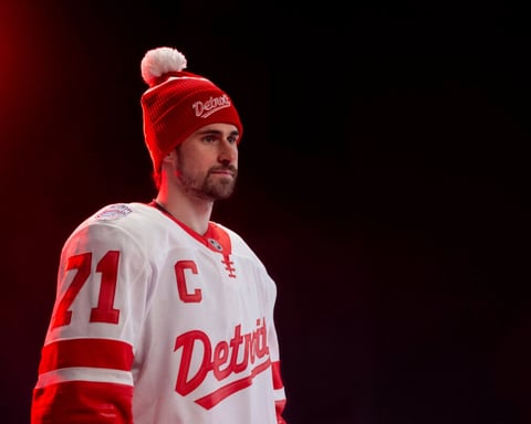 Dylan Larkin of the Detroit Red Wings at the NHL Stadium Series