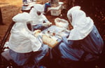 Scientists wearing personal protective equipment during an Ebola outbreak response in DRC