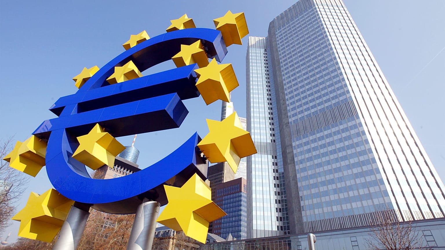 The twin-tower headquarters of the European Central Bank in Frankfurt, Germany