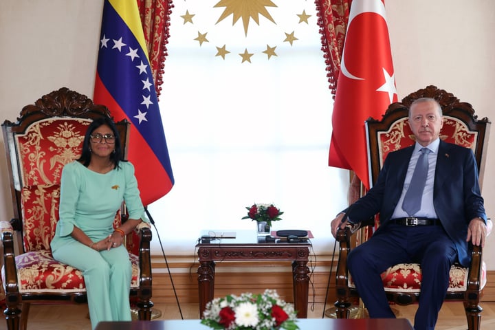 Turkish President Recep Tayyip Erdogan meets Venezuela's acting President Delcy Rodriguez in Istanbul