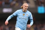 Erling Haaland in action for Manchester City at Etihad Stadium