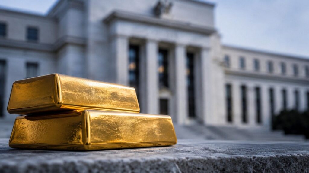 Federal Reserve building in Washington DC as gold prices fall on rising rate hike expectations