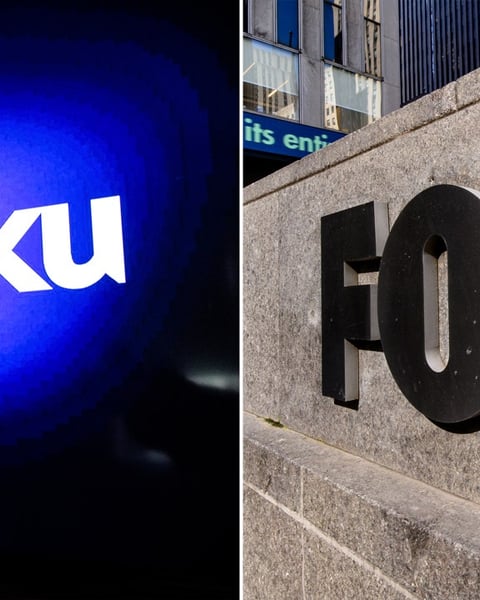 Fox Corporation and Roku logos merger announcement June 2026