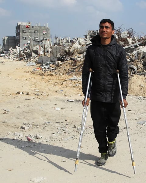 A Palestinian man walks through the rubble of destroyed buildings in Gaza after Israeli attacks, as the US approves a $6.7 billion weapons deal for Israel