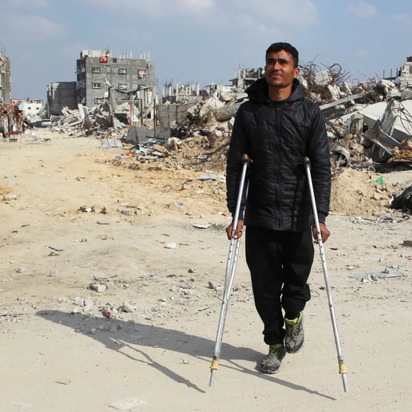 A Palestinian man walks through the rubble of destroyed buildings in Gaza after Israeli attacks, as the US approves a $6.7 billion weapons deal for Israel