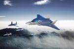 FCAS next-generation fighter jet mock-up with swarm of drones, Germany post-FCAS Airbus proposal