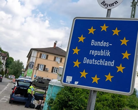 German border control checkpoint at internal Schengen border as EU Commission urges Germany to phase out checks