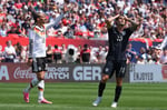 Antonee Robinson of the United States celebrates after scoring against Germany at Soldier Field, Chicago, June 6, 2026