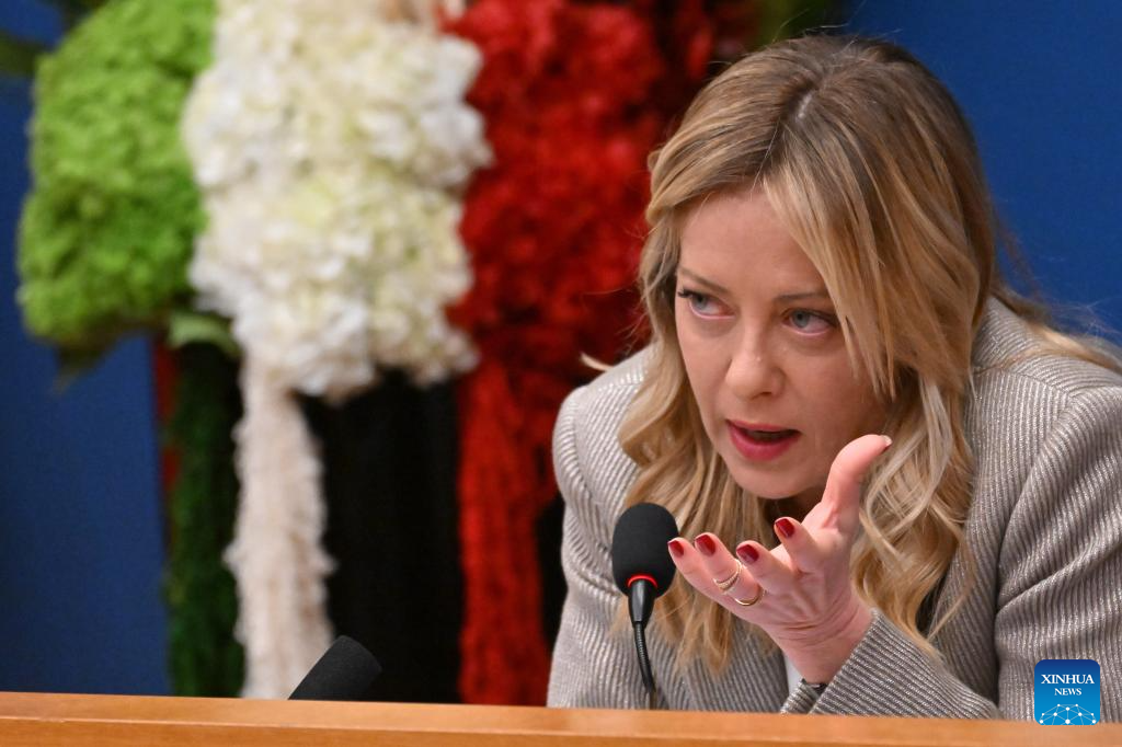 Italian Prime Minister Giorgia Meloni speaks at a press conference in Rome January 2026 discussing international diplomacy