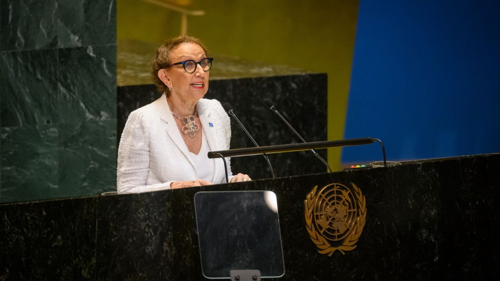 Rebeca Grynspan UNCTAD Secretary-General delivering keynote at UN General Assembly 2025