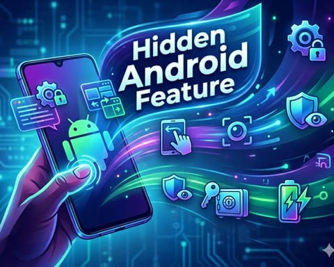 Android smartphone showing hidden Android features including Notification History, Focus Mode, and Live Caption