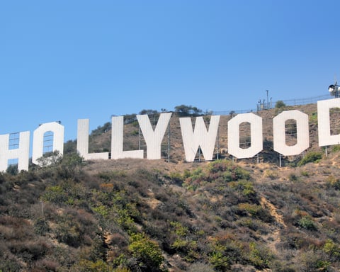 The Hollywood Sign on the hillside above Los Angeles California the entertainment capital where Love Island USA is produced