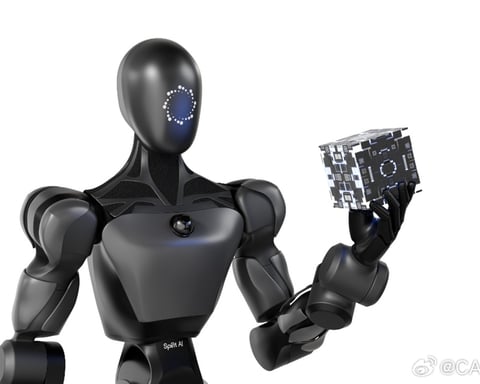 A Xiaomo humanoid robot working on an electric-vehicle battery assembly line