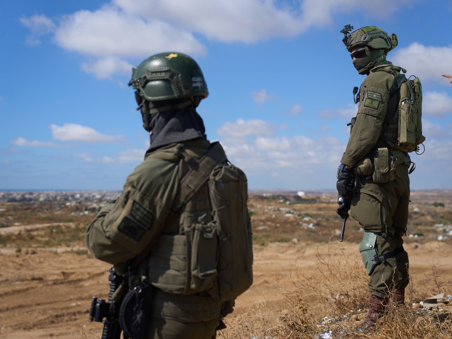 Israeli soldiers occupy military position overlooking the Yellow Line in central Gaza Strip