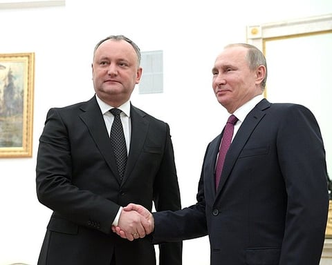 Igor Dodon former Moldovan president at Kremlin meeting with Vladimir Putin