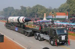 India's Agni-V long-range ballistic missile on a mobile launcher during a Republic Day Parade rehearsal in New Delhi
