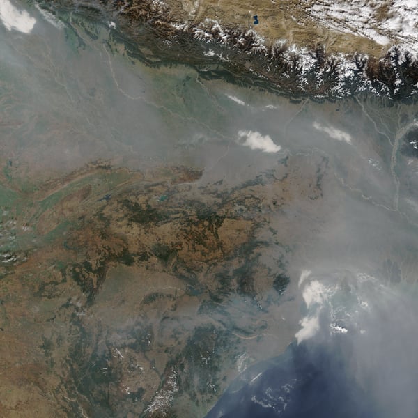 NASA Terra MODIS image of Indo-Gangetic Plain under haze January 3 2016 northern India Bangladesh