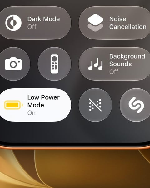 iOS 27 Low Power Mode interface on iPhone Control Center with improved battery saving performance