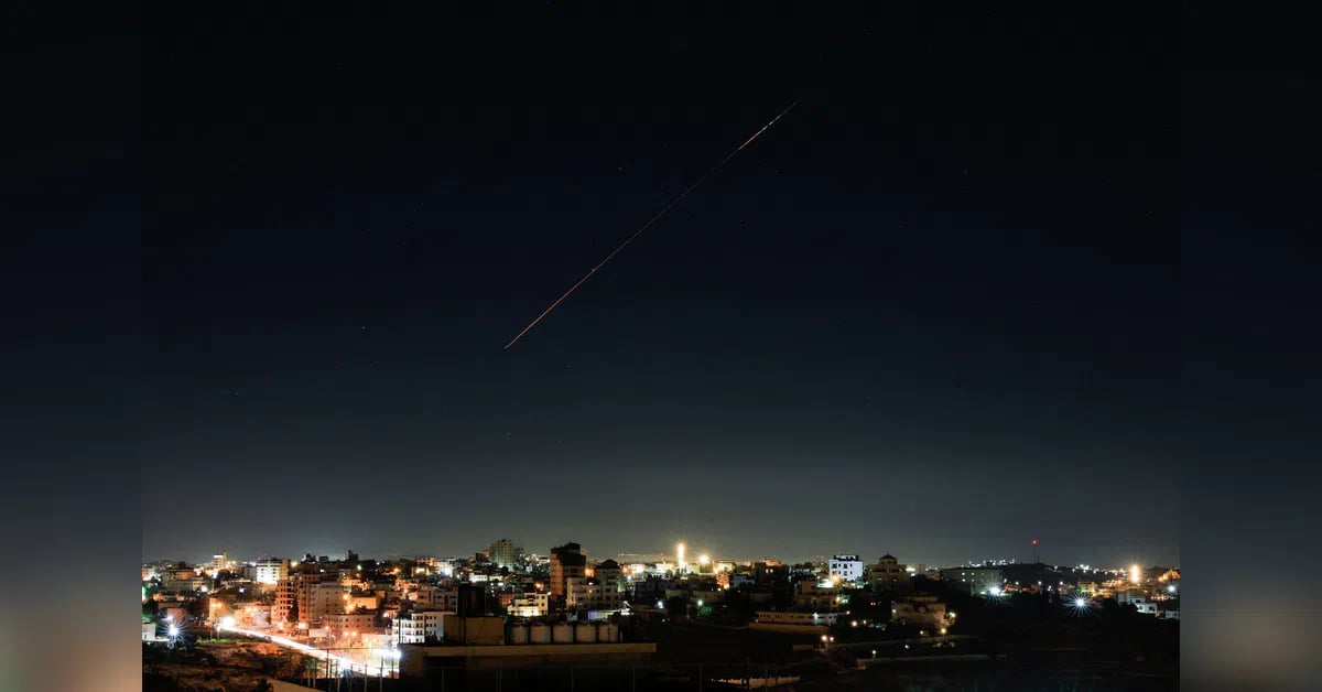 Israeli air defence missile fires to intercept Iranian attack over Hebron West Bank June 8 2026