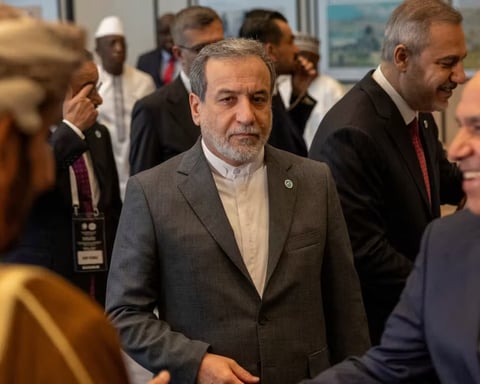 Iranian Foreign Minister Abbas Araghchi speaks as Iran demands Israeli withdrawal from Lebanon during US-Iran peace negotiations.