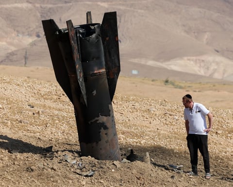 Israeli air defense missile trails over central Israel during Iranian ballistic missile attack June 8 2026