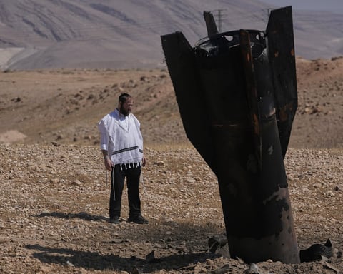 Israeli missile interception trail over Israel during Iran attack June 2026