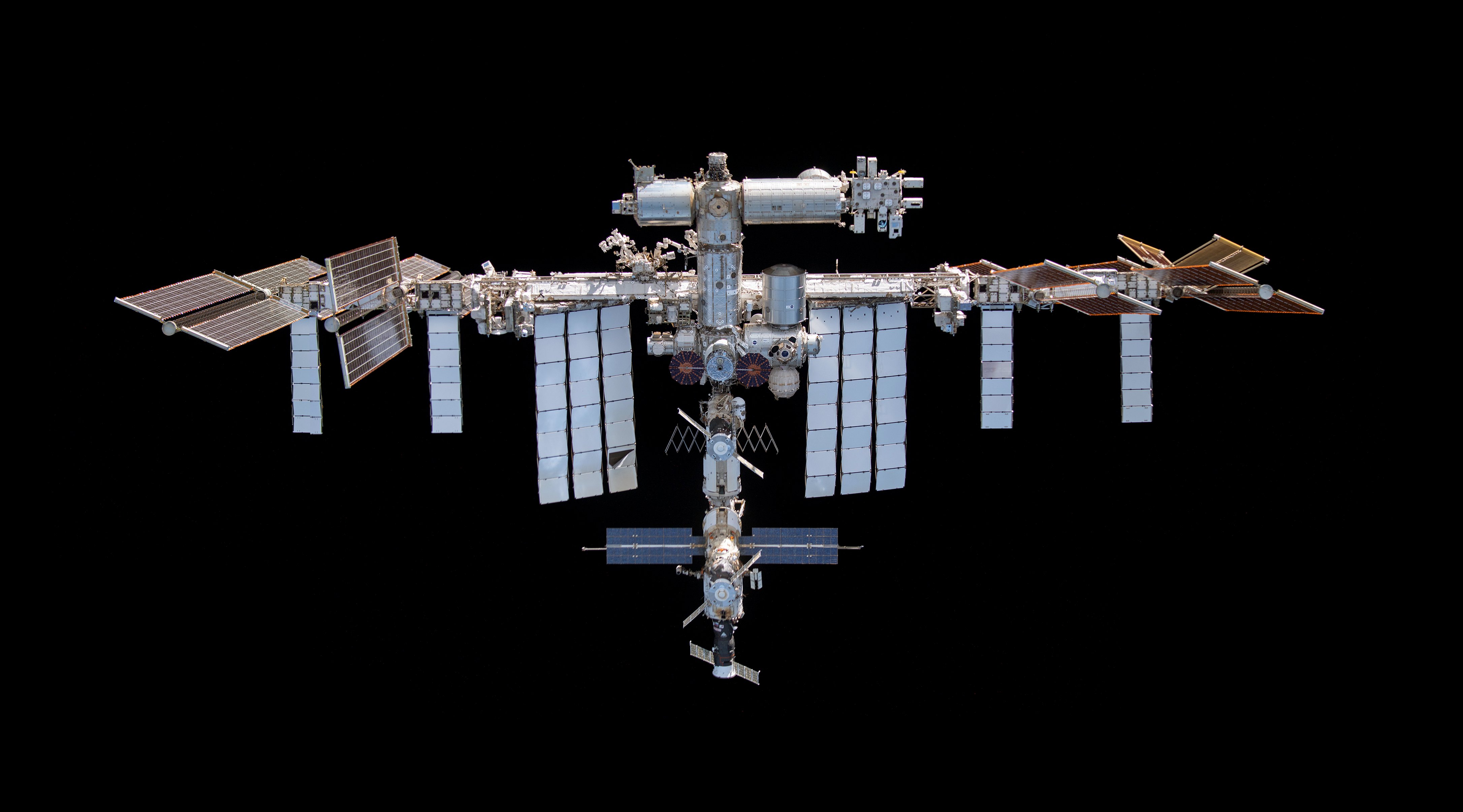 International Space Station photographed from SpaceX Crew Dragon Endeavour in orbit above Earth
