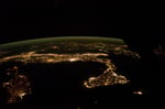 NASA astronaut photograph from ISS of Italy at night October 21 2014 showing peninsula Sicily Rome Naples Catania Cagliari
