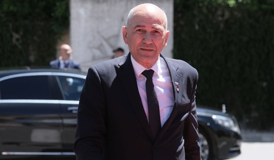 Slovenian Prime Minister Janez Jansa arrives at the EU-Western Balkans summit in Tivat, Montenegro
